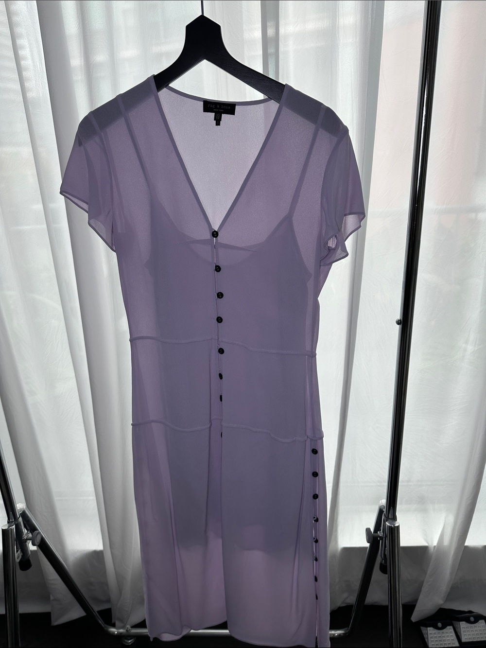 RAG & BONE Sheer Lavender Button-Front Dress